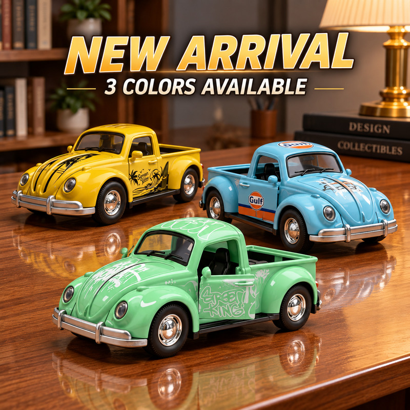 Vintage Collectible Trucks - NEW 1:36 Vintage Beetle-Style Pickup Truck