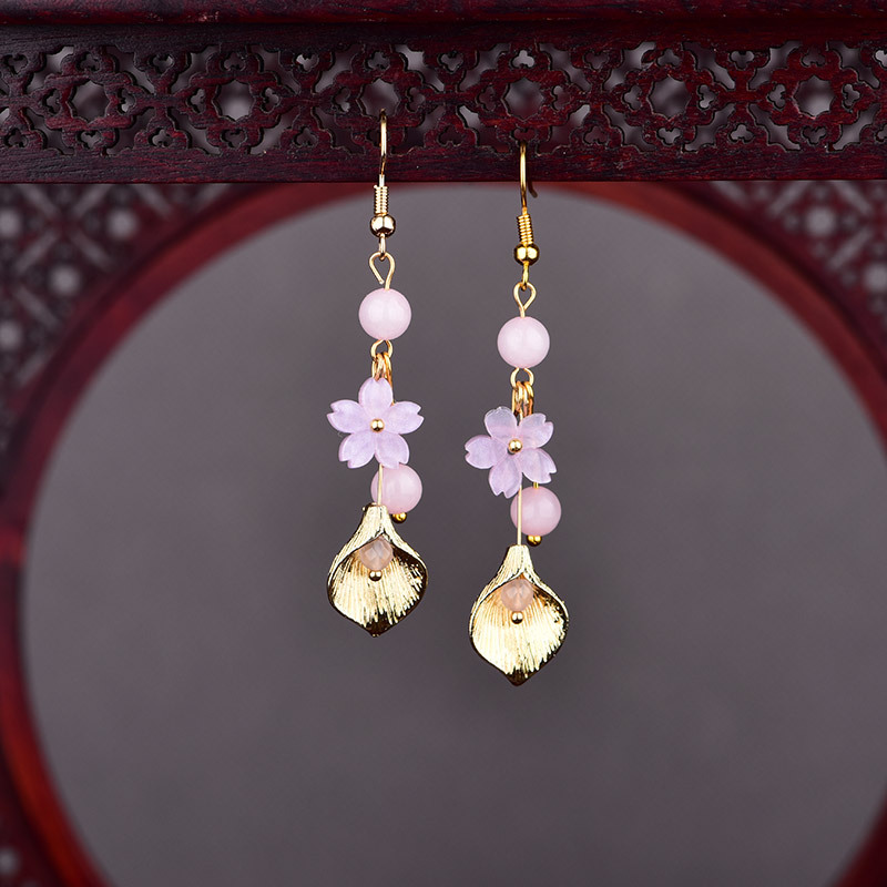 Pink Natural Jade Flower Earri - Vintage Collector review and price