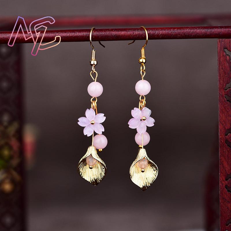 Pink Natural Jade Flower Earri - Vintage Collector review and price