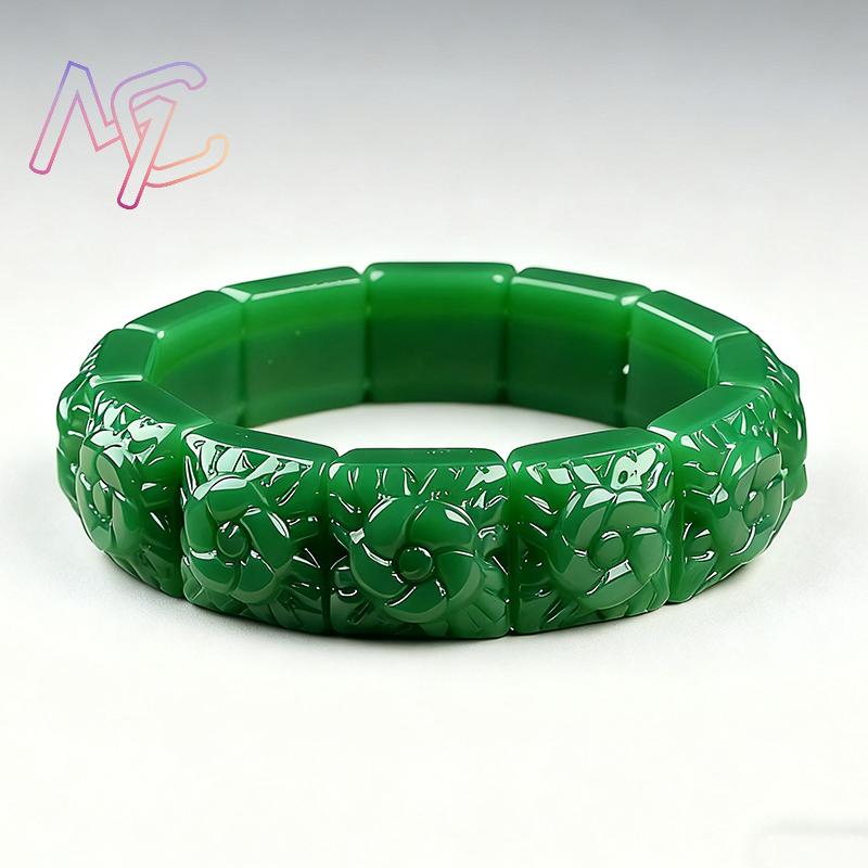 Real Jade Flower Bracelet Bang - Vintage Collector review and price