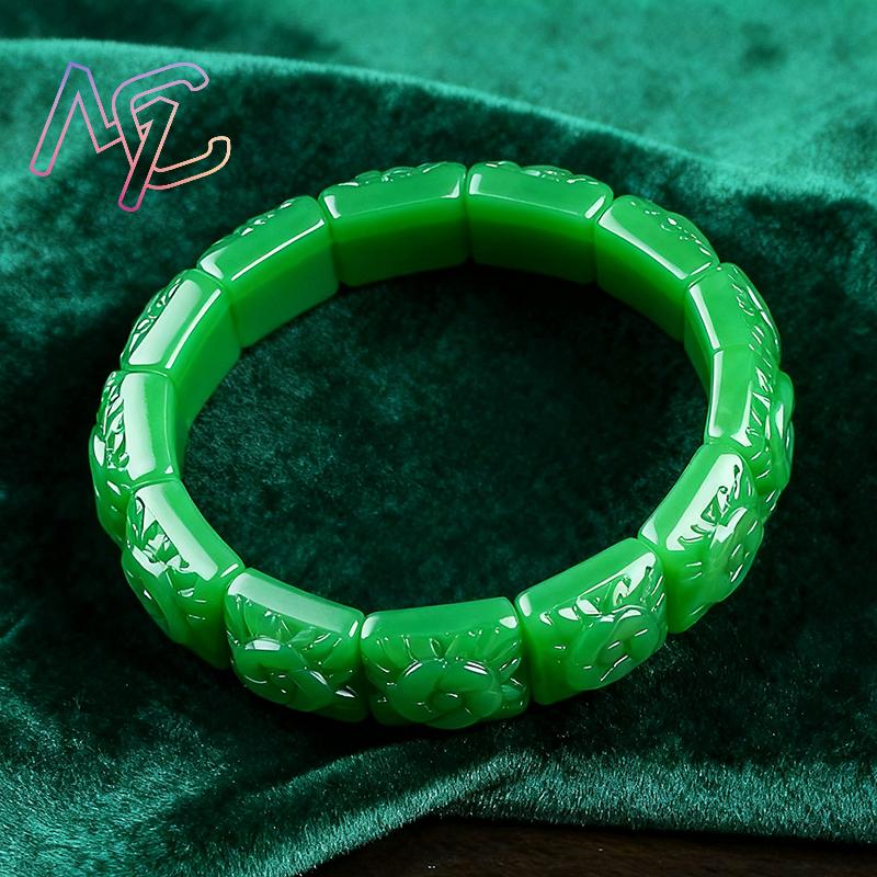 Real Jade Flower Bracelet Bang - Vintage Collector review and price